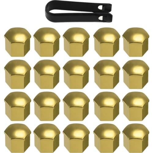 20Pcs Universal 17/21mm Black Gray Red Glossy Auto Trim Tyre Wheel Nut Bolt Protection Covers Caps W/ Removal tool