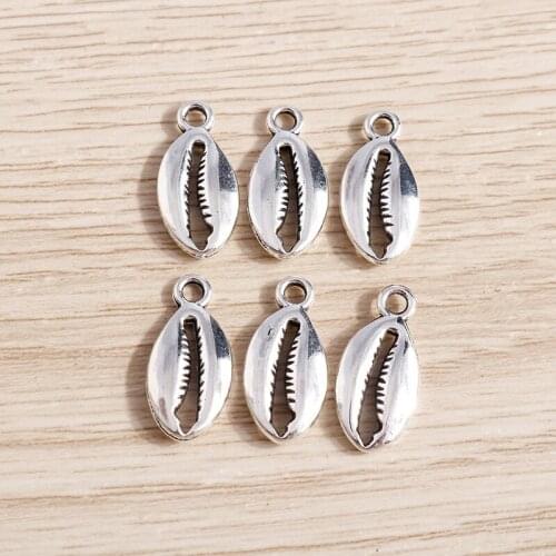 30pcs 17*8mm Silver Color Shell Shell Charms Pendants for DIY Making Bracelets Necklaces Metal Alloy Handmade Jewelry Findings