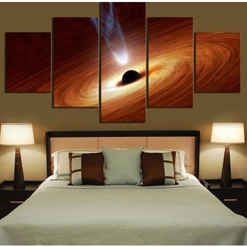 5 Piece Fantasy Art Paintings Supermassive Black Hole Picture The Milky Way Poster Wall Sticker Canvas Paintings for Wall Decor
