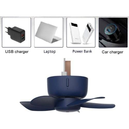 5V Remote Control Timing USB Ceiling Fan Air Cooler 4 Speed Fan for Bed Camping LX9B