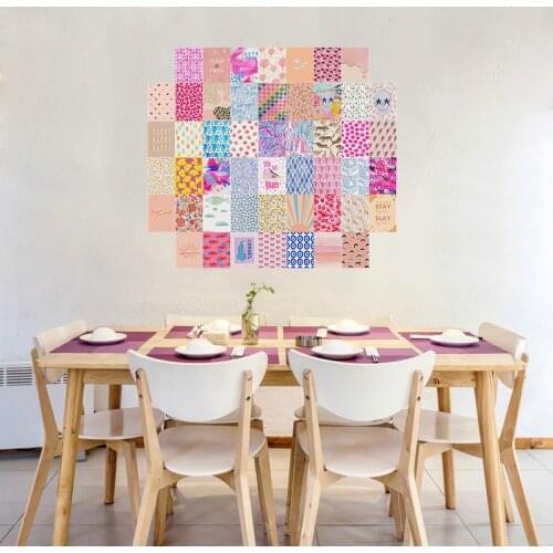 50Pcs Anime Abstract Aquarelle Painting Covers Aesthetic Wall Collage Kit Bright Color Girl Bedroom Art Decals Furniture Decor