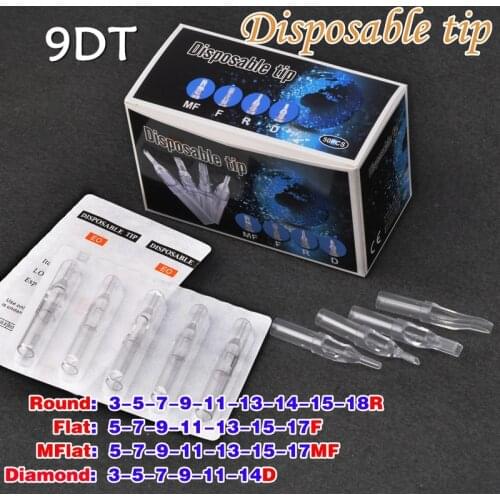 50PCS/lot Disposable Transparent Plastic Tips 9DT Steriled Assorted Plastic Tattoo Tubes Tattoo Supplies