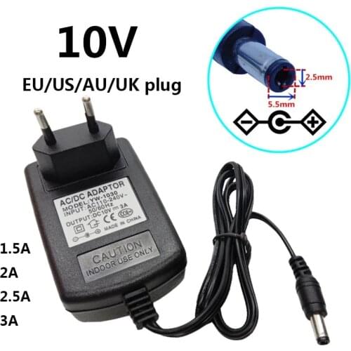 Converter 10V 3A AC to DC Power Adapter 100-240V Power Supply adapter 10V 3A 3000mA EU US UK AU Plug 5.5mm x 2.5mm 5.5mm x 2.1mm