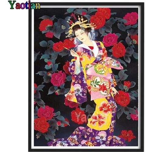 DIY 5D Diamond Painting Full Square/Round Japanese Geisha Woman Diamond Embroidery Cross Stitch Mosaic Decoration Home Art