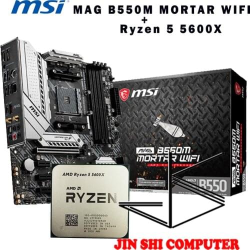AMD Ryzen5 5600x R5 5600x CPU + MSI MAG B550M MORTAR WIFI Motherboard Set meal Socket AM4 New / no fan