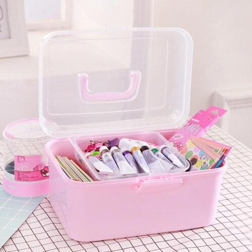 First Aid Emergency Kit Medicine Box 2 Layers Plastic Medicine Storage Box for Home Travel Medical Kit Storage Case Container