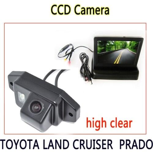 Auto Parking video LCD Mirror 4.3" foldable Monitor+rear view Parking Car HD CCD Camera for TOYOTA LAND CRUISER PRADO 2700 4000