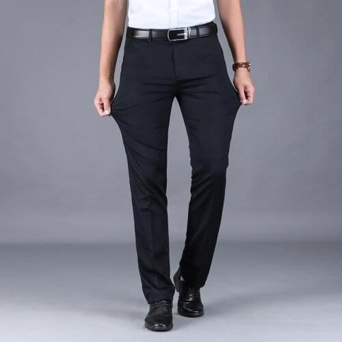 2020 Summer New Mens Trousers Pure Color Loose Stretch Straight Large Size Business Trousers Thin Mens Casual Trousers 28-46