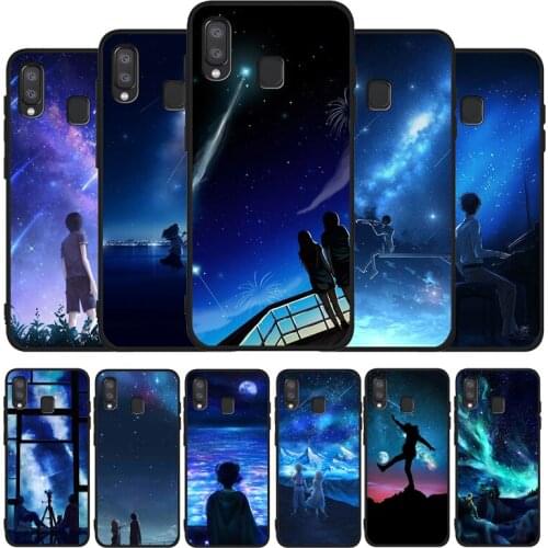 Starry Anim black phone Case For Samsung A10 30 40 50 30S 50S 60 70 M10 (M20 M40 A01 31 51 71 A20E A21S)