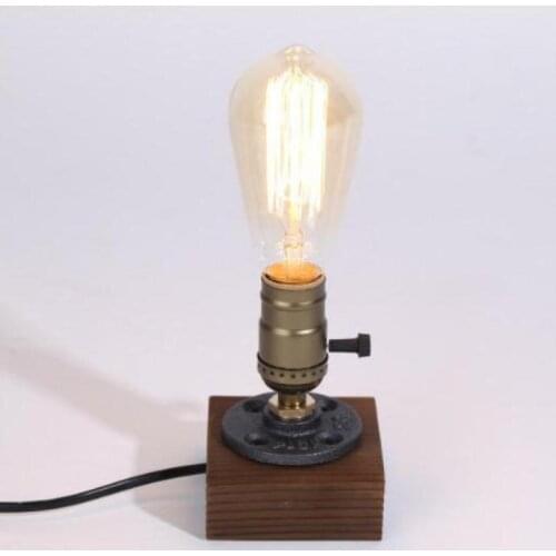 Wood Desk Lamp Table Lamp Wood Vintage Desk Lamp Dimmable 40W Edison Bulb E27 Bedroom Bar Table Light Desk Light wooden