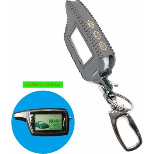 DXL 3000 LCD Remote Leather Key Chain Case for Vehicle Security Key Two Way Car Alarm System Russian Version PANDORA DXL3000