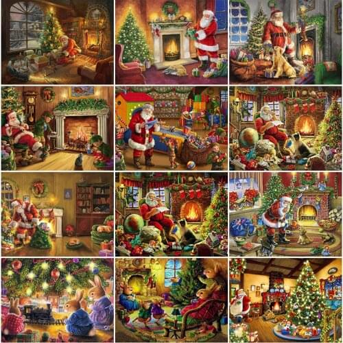 EverShine Diamond Embroidery Christmas Cross Stitch Diamod Painting Santa Claus Picture Of Rhinestones Handicraft Home Decor