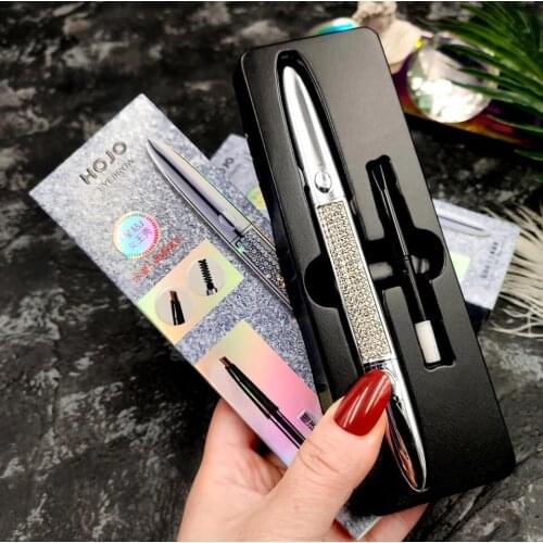 Hojo New Triangle Eyebrow Pencil Shining Diamond Shape Lasting Waterproof Color Non-Makeup with Brush Gift Refill Brow Brush