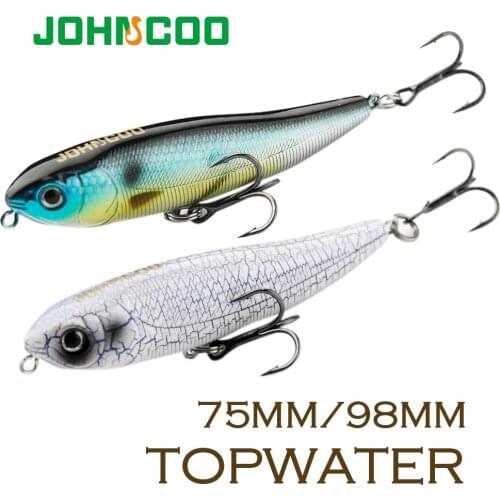 JOHNCOO Topwater Pencil 75mm 98mm Fishing Lure for Dog-X and Floating Bait for Bass Pike Walk The Dog High Quality Hard Lure