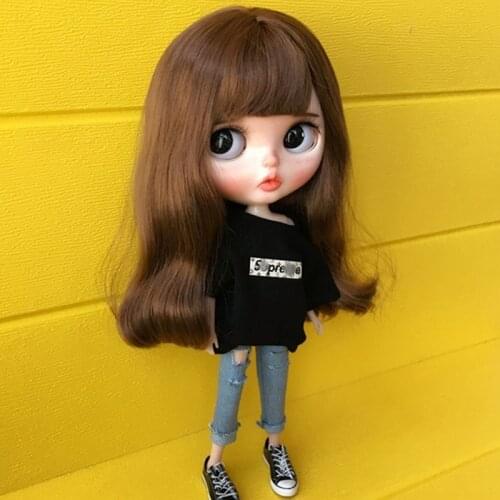 Dolls Clothing T-shirt+Jeans Fashion Blyth Pant for Azone,ob, Licca, Kurhn,Pullip, Barbies Shirt 30cm for 1/6 Doll Accessories