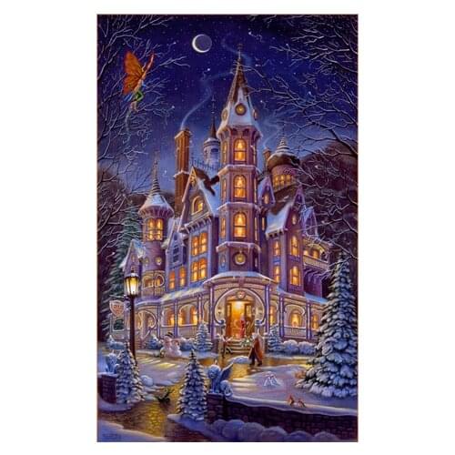 Printed Fabric Factory Shop Cross Stitch Kit Diy Diamond Resin Square Full Drill Crystal Winters Castle