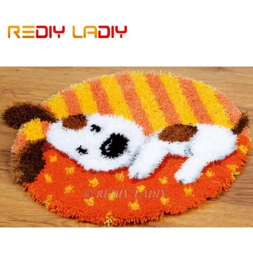 Latch Hook Kits Make Your Own Rug White Puppy Dog Tapestry Crochet Cushion Mat DIY Carpet Rug Pre-Printed Canvas Hobby & Crafts
