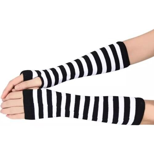 Anime Grunge Punk Black White Striped Oversleeve