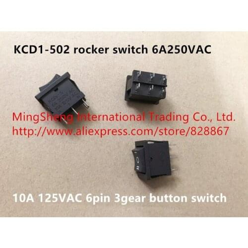 Original new 100% KCD1-502 rocker switch 6A250VAC 10A 125VAC 6pin 3gear button switch