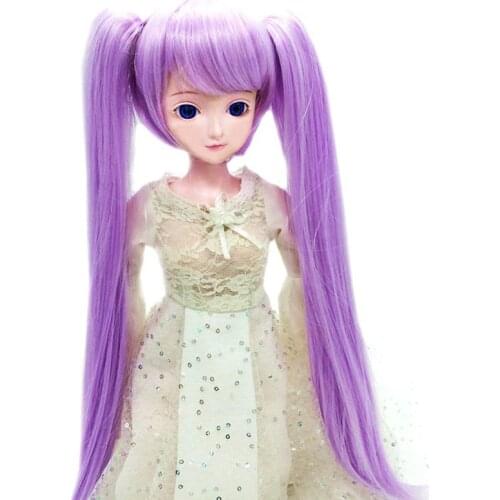 BJD Wig For Doll 1/3 1/4 1/6 1/8 High Temperature Bjd SD Lovely Wig Hair Bangs Tiger Clip Double Ponytail Anime Wig