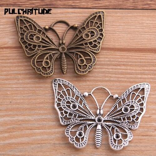 4PCS 37*46mm New Product Two Color Big Butterfly Charms Animal Pendant Jewelry Metal Alloy Jewelry Marking