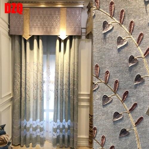 Simple Modern Leaf Relief Window Screen High Grade Curtains for Living Room Bedroom Bay Window Balcony Semi Shading Curtain