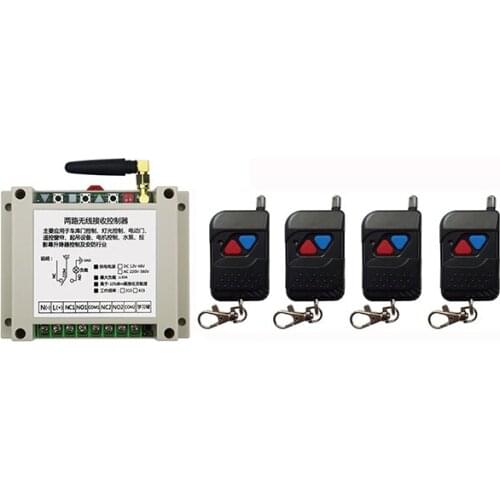 AC220V 250V 380V 2CH RF Wireless Remote Control Relay Switch Security System Garage Doors Electric Doors lamp/ window