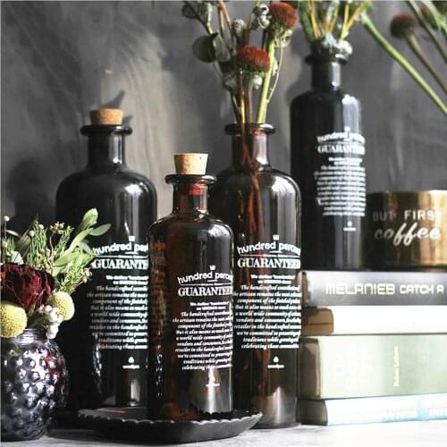 Vase Retro Black Brown Vase Chic Glass Storage Jar Bottle Nordic Scandinavian Desk Flower Organizer Floral Container Home Decor