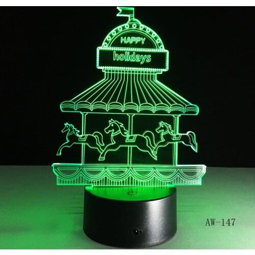 Merry Go Round 3d Led Light 7Colors Table Lamp Novelty Product light with Touch Button Children Gift Drop AW-147