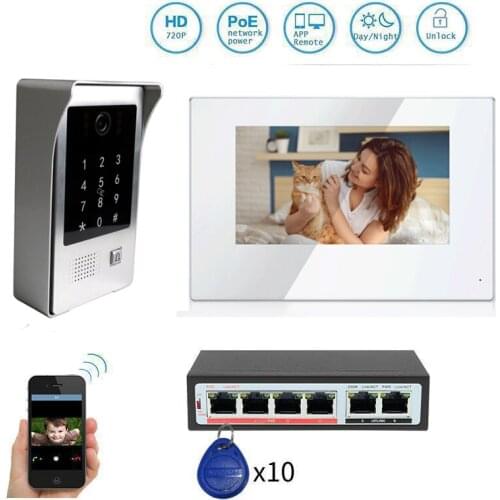 720P AHD 7" Touch Screen IP WIFI Video Intercom Door Phone Motion Detection Doorbell Code Keypad RFIC Camera APP Remote Unlock