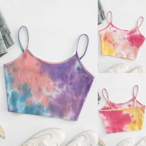 2020 Tank Top Women Ladies Tie-dye Print Sleeveless Blouse Pullover Vest Tank Crop Tops Shirts
