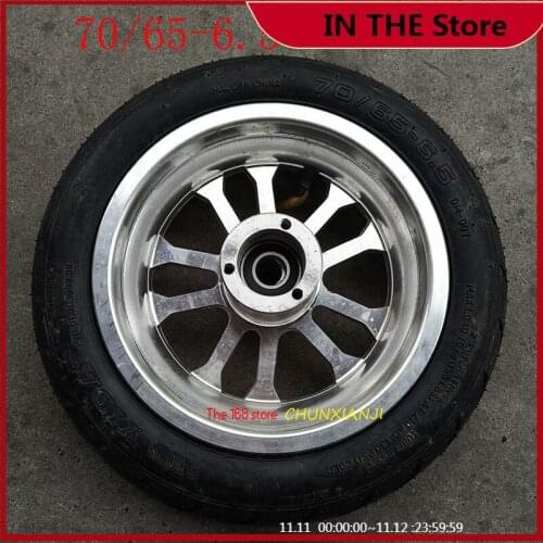 10 inch Inflatable wheels 70/65-6.5 10x3.0-6.5 Tubeless tire Vacuum Tyre with 6.5" alloy rim fits Electric Scooter front wheel