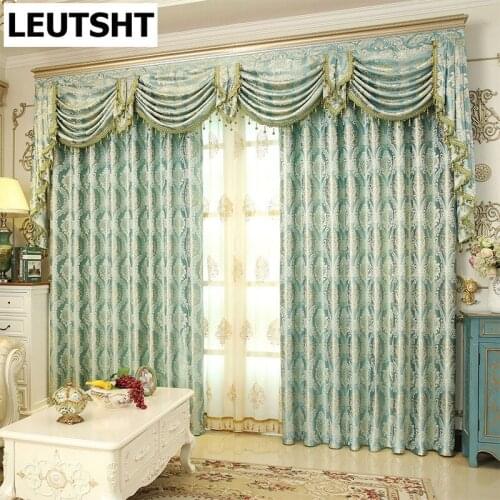 2021 New Luxury Curtains for Living Dining Room Bedroom Spun Gold Jacquard Curtains Window Valance Curtains French Window