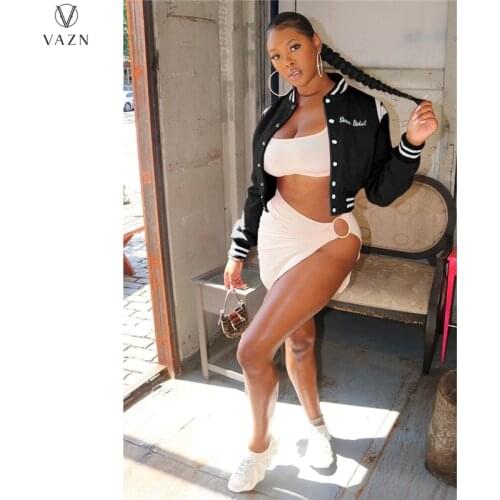 VAZN 2021 Autumn High Quality Short Style Baseball Cloth Casual Daily Young Nature Fashion Full Sleeve Joker Women Slim Outwears