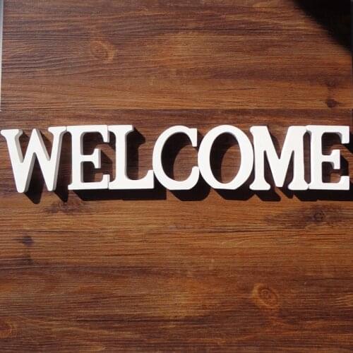 3sets/lot "WELCOME" White Wooden Letters English Alphabet Word Free Standing for Wedding Party Birthday Home Decor