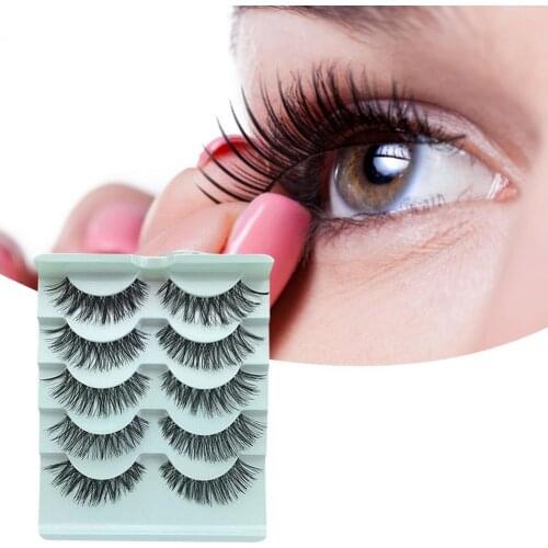 5 Pairs False Eyelashes Lightweight Natural Look Synthetic Fiber for Makeup Beauty Cosmetics Make Up