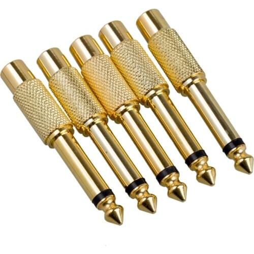 5pcs 6.35mm 1/4" Male Mono Plug To RCA Female Jack Audio Adapter Connector #8