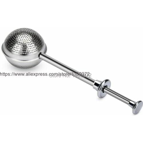 50pcs 18cm Stainless Steel Spoon Retractable Ball Shape Metal Locking Spice Tea Strainer Infuser Filter Squeeze