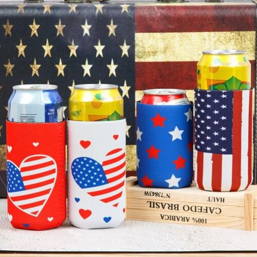 American National Day Independence Day Bottle Cover Neoprene Coke Cover Thermal Insulation Decoration 500ml Beer Cover