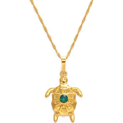 Anniyo Tortoise Pendant Necklaces for Women Girls Gold Color Jewelry Turtle Chain Necklace Gifts #235506