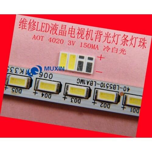 AOT 300pcs LED Backlight 0.5W 3V 4020 48LM Cool white LCD Backlight for TV TV Application 4020C-W3C4