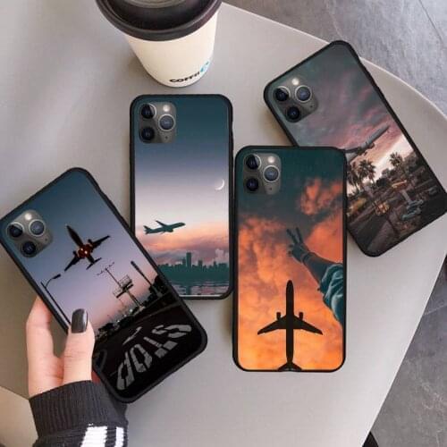Aircraft Airplane fly travel cloud painting Phone Case for iPhone 11 12 pro XS MAX 8 7 6 6S Plus X 5S SE 2020 XR