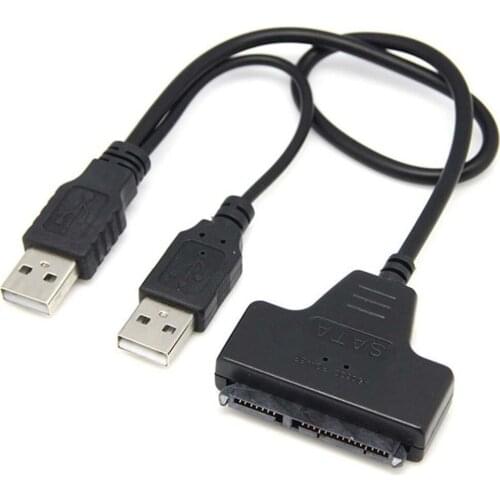 2 USB 2.0 ports to SATA 22 Pin 2.5 Inch Hard Disk Driver SSD Adapter Cable Converter Super Speed for Computer PC Converter La
