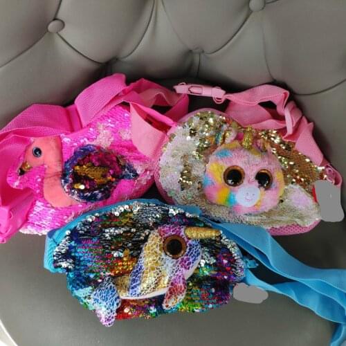 Reversible sequin waist bag fantasia unicorn narwhale gilda flamingo plush toys stuffed animals kids toys Christmas gift