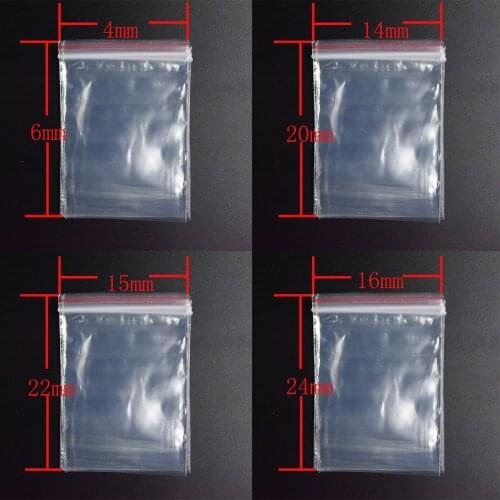 FLTMRH 4*6/5*7/6*8/7*10cm Transparent Sachet Zip Self Sealing Zipper Lock Plastic Bags Clear Ziplock Bags Jewelry Packaging
