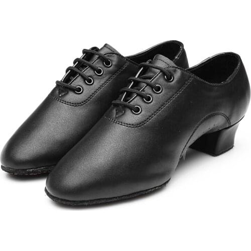 USHINE 24-44 black soft PU practice teacher shoes national standard Latin dance shoes children man