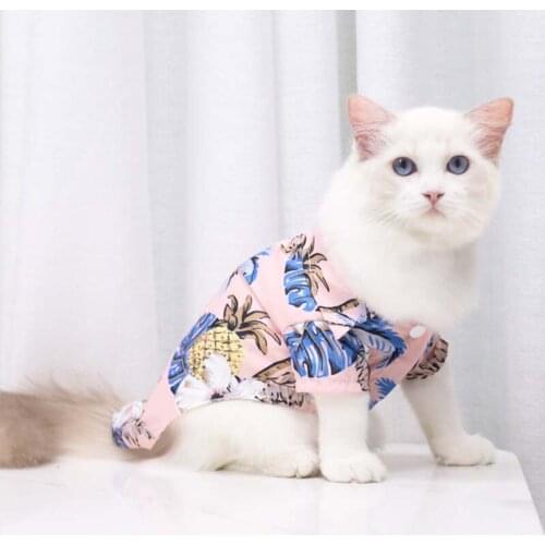 Fashion Dog Clothes Shirt Summer Hawaiian Flower Shirt Beach Print Cat Clothing Suitable for Puppy Labrador Simple Dog Shirts