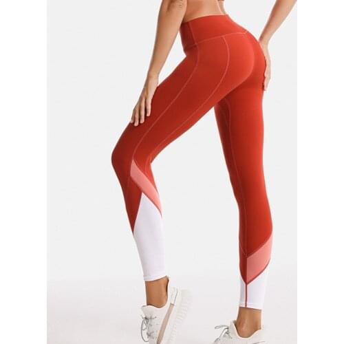 New Naked Feel Soft Yoga Pants Traceless High Waist Tights Women Contrast Color Sport Leggings Gym Fitness Running Trousers