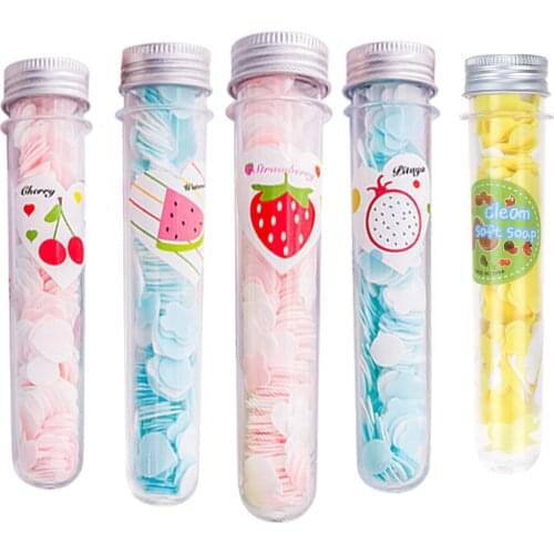 Disponsable Fruit Soap Sheet Bottle Portable Travel Foaming Hand Washing Soap Slice Bottle Flower Heart Shape Paper Tablet