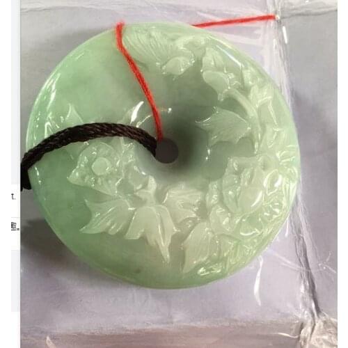 Natural 7A Myanmar jade Hand-Carved jade flower green jade pendant jade necklace men women pendants jade jewelry
